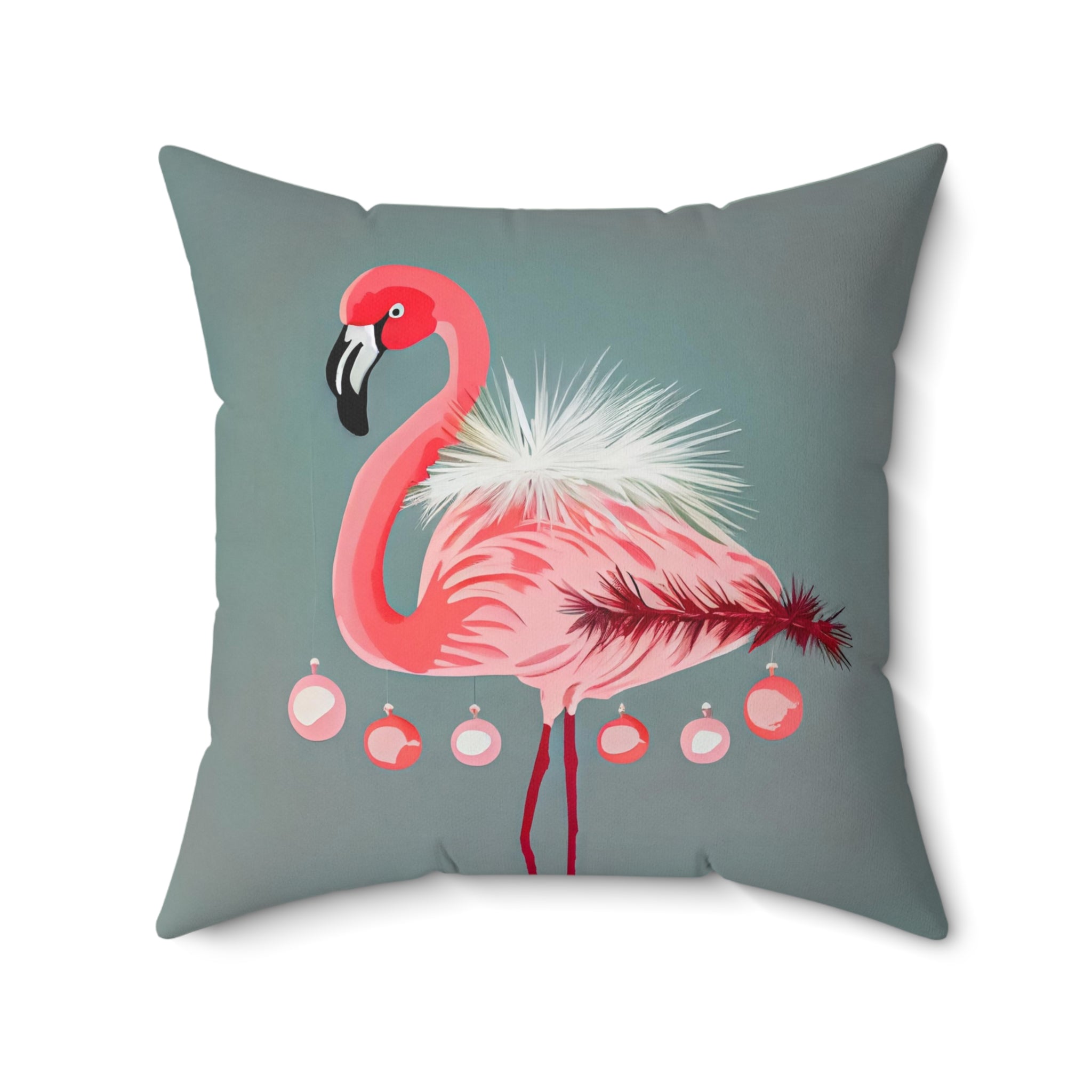 Pink Flamingo Holiday Pillow Cover (Right)